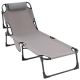Șezlong pliabil, gri, poliester, 182 x 60 x 30 cm