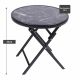 Masă bistro de grădină, pliabilă, Ø 45 cm, marmură neagră