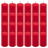 Set de lumânări cilindrice, 10 cm, Ø 5 cm, roșu, 24 bucăți