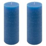 Set de lumânări rustice, 20 cm, Ø 7,5 cm, albastru, 2 buc