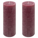 Set de lumânări rustice, 20 cm, Ø 7,5 cm, burgundy, 2 buc