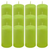 Set de lumânări pilon, 11,5 cm, Ø 6 cm, verde deschis, 12 bu