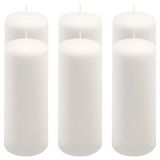 Set de lumânări tip pilon, 20 cm, Ø 7,5 cm, alb, 6 buc