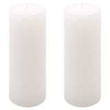 Set de lumânări rustice, 20 cm, Ø 7,5 cm, alb, 2 buc
