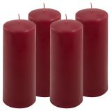 Set de lumânări stâlp, 20 cm, Ø 7,5 cm, burgundy, 4 buc