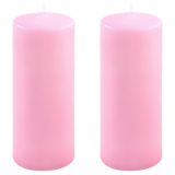 Set de lumânări tip stâlp, 20 cm, Ø 7,5 cm, roz, 2 buc