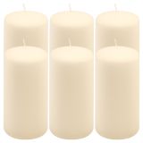 Set de lumânări tip pilon, 15 cm, Ø 7,5 cm, crem, 6 buc
