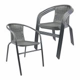 Set de scaune bistro de grădină, stivuibile, gri, 4 buc