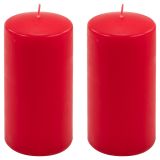 Set de lumânări pilon, 15 cm, Ø 7,5 cm, roșu, 2 bucăți