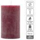 Set de lumânări rustice, 11,5 cm, Ø 6,8 cm, burgundy, 12 buc