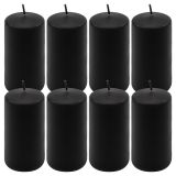 Set de lumânări cilindrice, 10 cm, Ø 5 cm, negru, 8 buc.