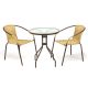 Set balcon grădină, polyrattan, 2 scaune + masă din sticlă