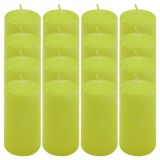 Set de lumânări stâlp, 10 cm, Ø 5 cm, verde deschis, 16 buc.