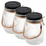 Set de lumini solare, 3 LED-uri, plastic, alb cald, 3 buc