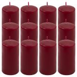 Set de lumânări pilon, 11,5 cm, Ø 6 cm, vișiniu, 12 bucăți