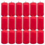 Set de lumânări pilon, 11,5 cm, Ø 6 cm, roșu, 18 buc.
