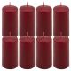 Set de lumânări pilon, 10 cm, Ø 5 cm, burgundy, 8 buc