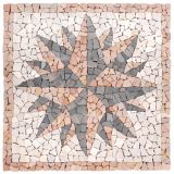 Mozaic din marmură, motiv Rosone Windrose, 90 x 90 cm