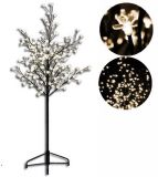 Copac decorativ cu LED-uri cu flori - 1,5 m, alb cald