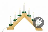 Decor de Crăciun - sfeșnic din lemn, 7 LED-uri