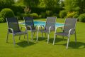 Scaune de grădină stivuibile, set 4 bucăți, cu spătar înalt