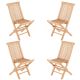 Scaun pliabil din tec din lemn 4x , DIVERO