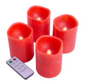 Set decorativ - 4 lumânări LED de advent, roșu