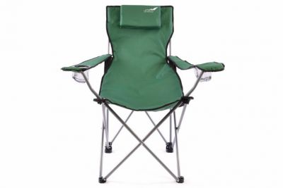 Scaun de camping pliant DIVERO cu pernă - verde