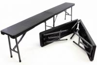 Set de 2 bănci de grădină - design din ratan negru 180x25 cm