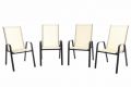 Set de 4 scaune de grădină stivuibile, crem