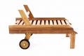 Șezlong reglabil din lemn de tec, pliabil, cu roți – 200 cm