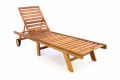 Șezlong reglabil din lemn de tec, pliabil, cu roți – 200 cm