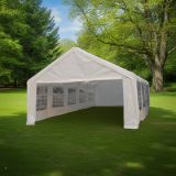 Cort de grădină mare alb 5×10 m - impermeabil, închidere