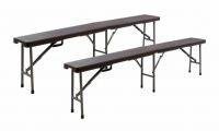 Set grădină de 2 banci - design ratan maro 180x25 cm