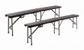 Set grădină de 2 banci - design ratan maro 180x25 cm