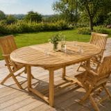 Masă de grădină din lemn de tec DIVERO - 120/170 cm