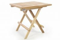 Masă de grădină pliantă DIVERO-lemn de tec netratat-50 cm