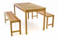 Set de masă de grădină DIVERO - lemn de tec netratat 135 cm