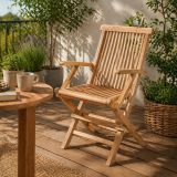 Scaun de grădină DIVERO pliabil - lemn de tec