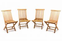 Set de 4 buc.- scaun pliant de grădină DIVERO-lemn de tec