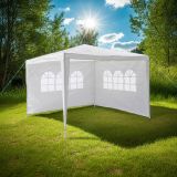 Cort de petrecere 3×3 m - PE alb, 2 laturi cu ferestre, sist