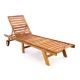 Șezlong de grădină din lemn de tec cu tapițerie