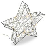 Steaua metalică de Crăciun cu efect 3D - gri, 25 LED-uri