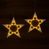 Set de stele, 2 bucăți, 20 LED-uri, alb cald