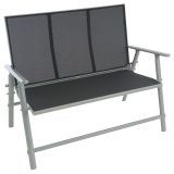 Bancă de grădină din aluminiu, 2 locuri, 119 cm, gri