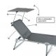 Șezlong pliant DIVERO cu acoperiș XXL, antracit