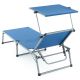Șezlong pliant DIVERO cu acoperiș XXL, albastru