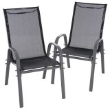 Set de 2 scaune de grădină stivuibile - negru