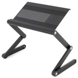 Masă reglabilă pentru laptop cu fante de ventilație - neagră