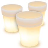 Set de 3 ghivece solare - 3 LED-uri, alb cald